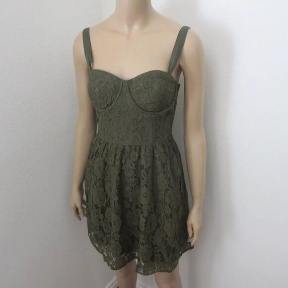 NWT Abercrombie Womens Lace Corset Dress Size XS or Small Olive Green - Picture 3 of 6